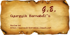 Gyurgyik Barnabás névjegykártya